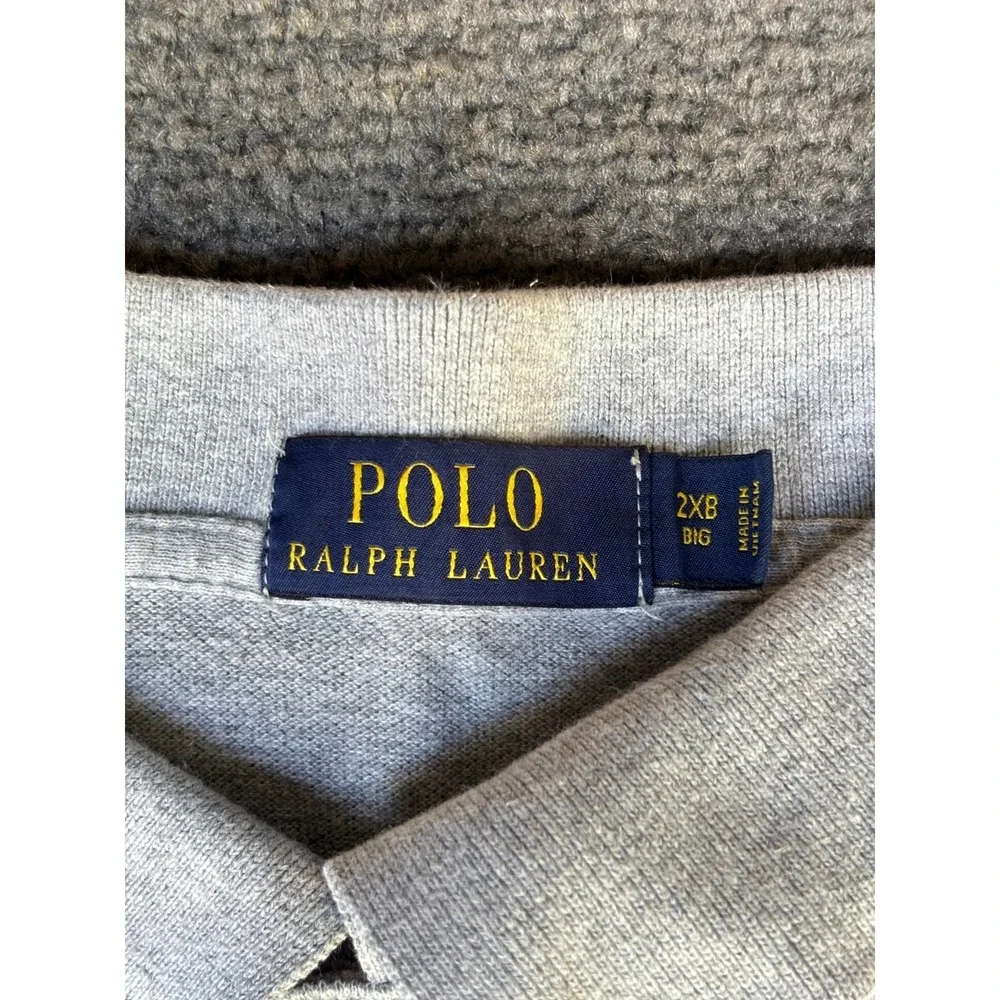 Polo Ralph Lauren Shirt Men‎ 2XB Gray 100% Cotton Collared Short Sleeve Pullover